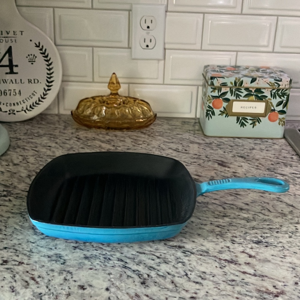 New Blue Palm Cast Iron Square Skillet